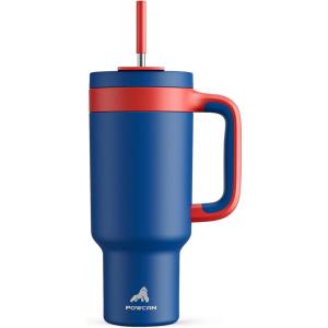 image40 oz Camo Tumbler with Handle 2in1 Straw and Sip Lid Leakproof Dishwasher Safe Insulated Stainless Steel Travel Coffee Mug Keeps Cold for 34 Hours Fits in Car Cup Holder Navy DigitalHeroic