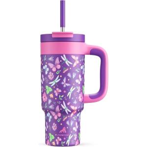 image40 oz Camo Tumbler with Handle 2in1 Straw and Sip Lid Leakproof Dishwasher Safe Insulated Stainless Steel Travel Coffee Mug Keeps Cold for 34 Hours Fits in Car Cup Holder Navy DigitalButterfly Field