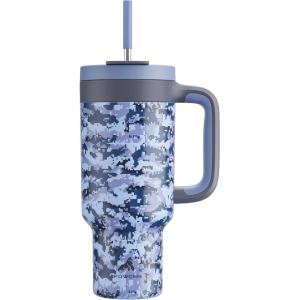 image40 oz Camo Tumbler with Handle 2in1 Straw and Sip Lid Leakproof Dishwasher Safe Insulated Stainless Steel Travel Coffee Mug Keeps Cold for 34 Hours Fits in Car Cup Holder Navy DigitalNavy Digital