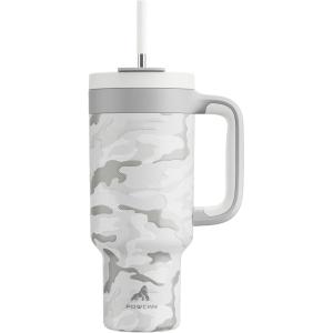 image40 oz Camo Tumbler with Handle 2in1 Straw and Sip Lid Leakproof Dishwasher Safe Insulated Stainless Steel Travel Coffee Mug Keeps Cold for 34 Hours Fits in Car Cup Holder Navy DigitalClouded Aspen