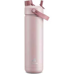 imagePOWCAN 26 oz Insulated Water Bottle with 2in1 Straw and Spout Lid Keep Cold 24H LeakProof Fits in Car Cup Holder Stainless Steel Water Bottle for Sports Travel and School Cotton CandyDried Rose