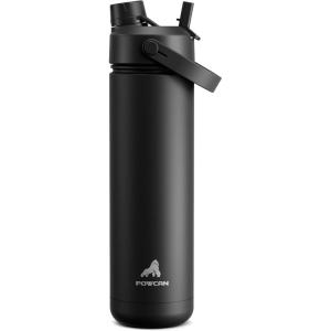 imagePOWCAN 26 oz Insulated Water Bottle with 2in1 Straw and Spout Lid Keep Cold 24H LeakProof Fits in Car Cup Holder Stainless Steel Water Bottle for Sports Travel and School Cotton CandyDark Knight