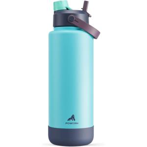 imagePOWCAN 26 oz Insulated Water Bottle with 2in1 Straw and Spout Lid Keep Cold 24H LeakProof Fits in Car Cup Holder Stainless Steel Water Bottle for Sports Travel and School Cotton CandyBig Wave