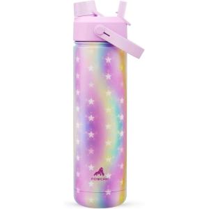 imagePOWCAN 40 oz Insulated Water Bottle with 2in1 Straw and Spout Lid Keep Cold 24H LeakProof BPAFree Double Wall Stainless Steel Water Bottle for Sports Gym Travel and School Be FreeStarlight Cascade
