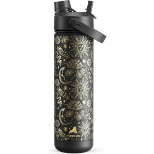 imagePOWCAN 40 oz Insulated Water Bottle with 2in1 Straw and Spout Lid Keep Cold 24H LeakProof BPAFree Double Wall Stainless Steel Water Bottle for Sports Gym Travel and School Be FreeTwilight Cosmos