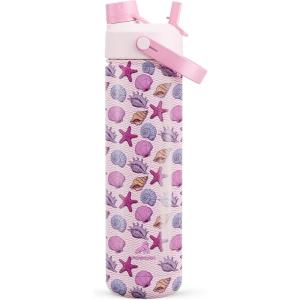 imagePOWCAN 40 oz Insulated Water Bottle with 2in1 Straw and Spout Lid Keep Cold 24H LeakProof BPAFree Double Wall Stainless Steel Water Bottle for Sports Gym Travel and School Be FreeSeashell Sonata