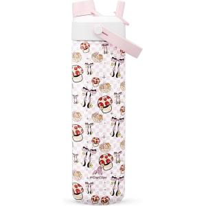 imagePOWCAN 40 oz Insulated Water Bottle with 2in1 Straw and Spout Lid Keep Cold 24H LeakProof BPAFree Double Wall Stainless Steel Water Bottle for Sports Gym Travel and School Be FreeMushie Belle