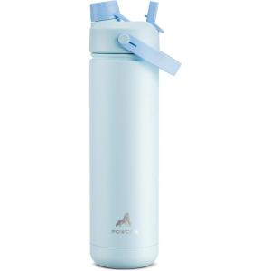 imagePOWCAN 40 oz Insulated Water Bottle with 2in1 Straw and Spout Lid Keep Cold 24H LeakProof BPAFree Double Wall Stainless Steel Water Bottle for Sports Gym Travel and School Be FreeSea Breeze