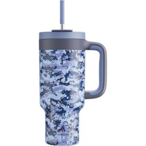 imagePOWCAN 40 oz Tumbler with Handle 2in1 Straw and Sip Lid Leakproof Dishwasher Safe Insulated Stainless Steel Travel Coffee Mug Keeps Cold for 34 Hours Fits in Car Cup Holder AgaveNavy Digital