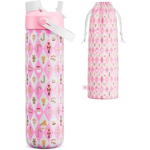 imagePOWCAN 40 oz Insulated Water Bottle with 2in1 Straw and Spout Lid Keep Cold 24H LeakProof BPAFree Double Wall Stainless Steel Water Bottle for Sports Gym Travel and School Be FreeChristmas Classics Parade