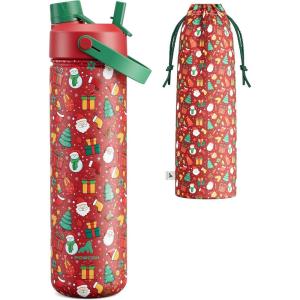 imagePOWCAN 40 oz Insulated Water Bottle with 2in1 Straw and Spout Lid Keep Cold 24H LeakProof BPAFree Double Wall Stainless Steel Water Bottle for Sports Gym Travel and School Be FreeSantas Jolly Crew