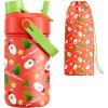 image18 oz Stainless Steel Water Bottle for kids Leakproof BPAFree Easy Carry Backpack Friendly 24H Cold Reusable Insulated Cup Durable Straw Spout Lid for Sports Adventures Camping Turbo RacerSantas Jolly Wishes