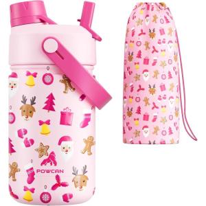 image18 oz Stainless Steel Water Bottle for kids Leakproof BPAFree Easy Carry Backpack Friendly 24H Cold Reusable Insulated Cup Durable Straw Spout Lid for Sports Adventures Camping Turbo RacerSantas Sweet Squad