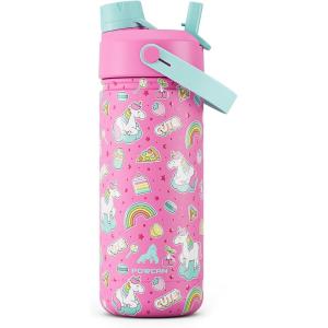image18 oz Stainless Steel Water Bottle for kids Leakproof BPAFree Easy Carry Backpack Friendly 24H Cold Reusable Insulated Cup Durable Straw Spout Lid for Sports Adventures Camping Turbo RacerCute Unicorn