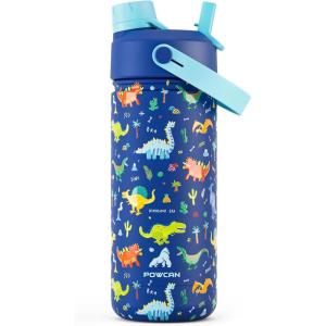 image18 oz Stainless Steel Water Bottle for kids Leakproof BPAFree Easy Carry Backpack Friendly 24H Cold Reusable Insulated Cup Durable Straw Spout Lid for Sports Adventures Camping Turbo RacerDinosaurEra