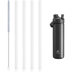 imagePOWCAN Replacement Straw Set 4 Reusable Straws ampamp 1 Cleaning Brush Fits 1264oz Insulated Water Bottles FoodGrade Safe and OdorFree Water Bottle Accessories 18oz26 oz