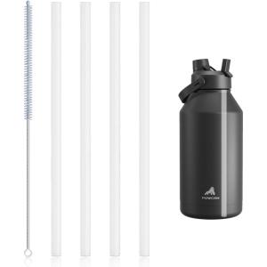 imagePOWCAN Replacement Straw Set 4 Reusable Straws ampamp 1 Cleaning Brush Fits 1264oz Insulated Water Bottles FoodGrade Safe and OdorFree Water Bottle Accessories 18oz64 oz