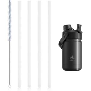 imagePOWCAN Replacement Straw Set 4 Reusable Straws ampamp 1 Cleaning Brush Fits 1264oz Insulated Water Bottles FoodGrade Safe and OdorFree Water Bottle Accessories 18oz12 oz