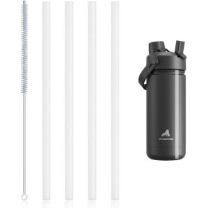 imagePOWCAN Replacement Straw Set 4 Reusable Straws ampamp 1 Cleaning Brush Fits 1264oz Insulated Water Bottles FoodGrade Safe and OdorFree Water Bottle Accessories 18oz18 oz