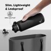 imagePOWCAN 24 oz Slim Insulated Water Bottle with Straw Leakproof Keep Cold 24H Cupholder Friendly Top Handle BPAfree Stainless Steel Water Bottle for Sport Travel School Gym Midnight BlackMidnight Black