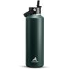 imagePOWCAN 24 oz Slim Insulated Water Bottle with Straw Leakproof Keep Cold 24H Cupholder Friendly Top Handle BPAfree Stainless Steel Water Bottle for Sport Travel School Gym Midnight BlackFir Green