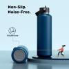 imagePOWCAN 24 oz Slim Insulated Water Bottle with Straw Leakproof Keep Cold 24H Cupholder Friendly Top Handle BPAfree Stainless Steel Water Bottle for Sport Travel School Gym Midnight BlackIndigo Blue