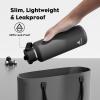 imagePOWCAN 24 oz Slim Insulated Water Bottle with Straw Leakproof Keep Cold 24H Cupholder Friendly Top Handle BPAfree Stainless Steel Water Bottle for Sport Travel School Gym Midnight BlackStone Gray