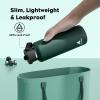 imagePOWCAN 24 oz Slim Insulated Water Bottle with Straw Leakproof Keep Cold 24H Cupholder Friendly Top Handle BPAfree Stainless Steel Water Bottle for Sport Travel School Gym Midnight BlackFir Green
