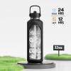 imagePOWCAN 24 oz Slim Insulated Water Bottle with Straw Leakproof Keep Cold 24H Cupholder Friendly Top Handle BPAfree Stainless Steel Water Bottle for Sport Travel School Gym Midnight BlackMidnight Black