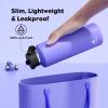 imagePOWCAN 24 oz Slim Insulated Water Bottle with Straw Leakproof Keep Cold 24H Cupholder Friendly Top Handle BPAfree Stainless Steel Water Bottle for Sport Travel School Gym Midnight BlackViolets Tale