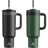 imagePOWCAN 50 oz Tumbler with Handle 2 Pack 2in1 Straw amp Sip Lid Leakproof Dishwasher Safe Insulated Stainless Steel Coffee Mug Keeps Cold for 34 Hours Fits in Car Cup HolderMight amp Forest