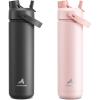 imagePOWCAN 26 oz Insulated Water Bottle 2 Pack Keep Cold 24H LeakProof Fits in Car Cup Holder Stainless Steel Water Bottle for Sports Travel and School Dark Knight and Cotton Candy