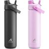 imagePOWCAN 26 oz Insulated Water Bottle 2 Pack Keep Cold 24H LeakProof Fits in Car Cup Holder Stainless Steel Water Bottle for Sports Travel and School Dark Knight and Misty Lilac