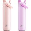 imagePOWCAN 26 oz Insulated Water Bottle 2 Pack Keep Cold 24H LeakProof Fits in Car Cup Holder Stainless Steel Water Bottle for Sports Travel and School Misty Lilac and Cotton Candy