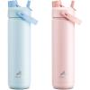 imagePOWCAN 26 oz Insulated Water Bottle 2 Pack Keep Cold 24H LeakProof Fits in Car Cup Holder Stainless Steel Water Bottle for Sports Travel and School Sea Breeze and Cotton Candy