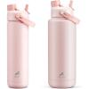 imagePOWCAN 26 oz and 40 oz Insulated Water Bottle 2 Pack 2in1 Straw and Spout Lid Keep Cold 24H LeakProof BPAFree only 26 oz Fits in Car Cup Holder Cotton Candy and Cotton Candy