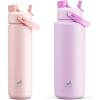 imagePOWCAN 26 oz and 40 oz Insulated Water Bottle 2 Pack 2in1 Straw and Spout Lid Keep Cold 24H LeakProof BPAFree only 26 oz Fits in Car Cup Holder Cotton Candy and Misty Lilac