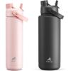 imagePOWCAN 26 oz and 40 oz Insulated Water Bottle 2 Pack 2in1 Straw and Spout Lid Keep Cold 24H LeakProof BPAFree only 26 oz Fits in Car Cup Holder Cotton Candy and Dark Knight