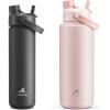 imagePOWCAN 26 oz and 40 oz Insulated Water Bottle 2 Pack 2in1 Straw and Spout Lid Keep Cold 24H LeakProof BPAFree only 26 oz Fits in Car Cup Holder Dark Knight and Cotton Candy