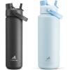 imagePOWCAN 26 oz and 40 oz Insulated Water Bottle 2 Pack 2in1 Straw and Spout Lid Keep Cold 24H LeakProof BPAFree only 26 oz Fits in Car Cup Holder Dark Knight and Sea Breeze