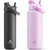 imagePOWCAN 26 oz and 40 oz Insulated Water Bottle 2 Pack 2in1 Straw and Spout Lid Keep Cold 24H LeakProof BPAFree only 26 oz Fits in Car Cup Holder Dark Knight and Misty Lilac