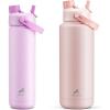 imagePOWCAN 26 oz and 40 oz Insulated Water Bottle 2 Pack 2in1 Straw and Spout Lid Keep Cold 24H LeakProof BPAFree only 26 oz Fits in Car Cup Holder Misty Lilac and Cotton Candy