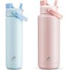 imagePOWCAN 26 oz and 40 oz Insulated Water Bottle 2 Pack 2in1 Straw and Spout Lid Keep Cold 24H LeakProof BPAFree only 26 oz Fits in Car Cup Holder Sea Breeze and Cotton Candy
