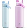 imagePOWCAN 26 oz and 40 oz Insulated Water Bottle 2 Pack 2in1 Straw and Spout Lid Keep Cold 24H LeakProof BPAFree only 26 oz Fits in Car Cup Holder Sea Breeze and Misty Lilac