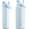 imagePOWCAN 26 oz and 40 oz Insulated Water Bottle 2 Pack 2in1 Straw and Spout Lid Keep Cold 24H LeakProof BPAFree only 26 oz Fits in Car Cup Holder Sea Breeze and Sea Breeze