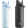 imagePOWCAN 26 oz and 40 oz Insulated Water Bottle 2 Pack 2in1 Straw and Spout Lid Keep Cold 24H LeakProof BPAFree only 26 oz Fits in Car Cup Holder Sea Breeze and Dark Knight